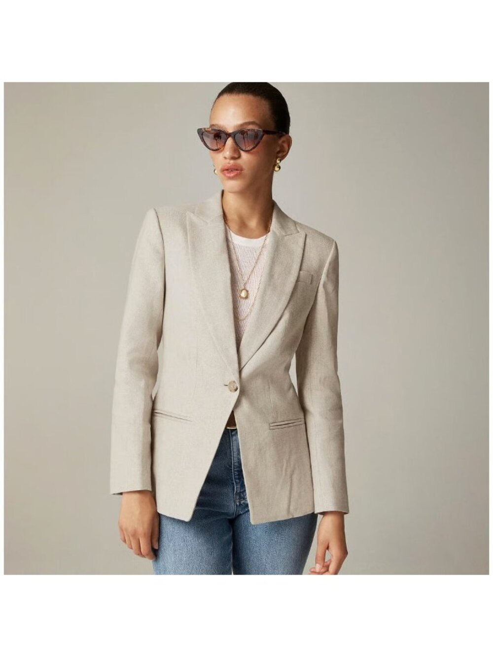NWT J.Crew Alexandra Blazer in Flax Ivory Stretch Linen Blend Jacket 6
